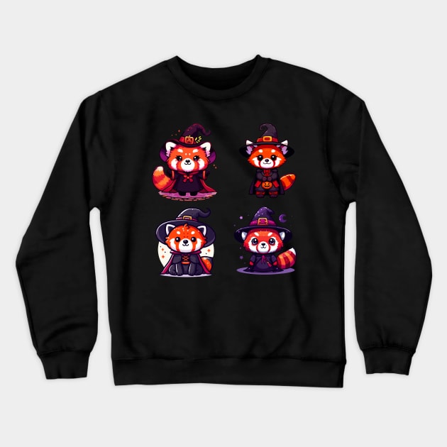 Red Panda Witches Sticker Set Crewneck Sweatshirt by CeeGunn